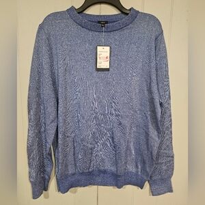 JEFF Nordstrom Brand Sweater Mens Sz XL Blue Metallic Sparkly Cotton Acrylic NWT